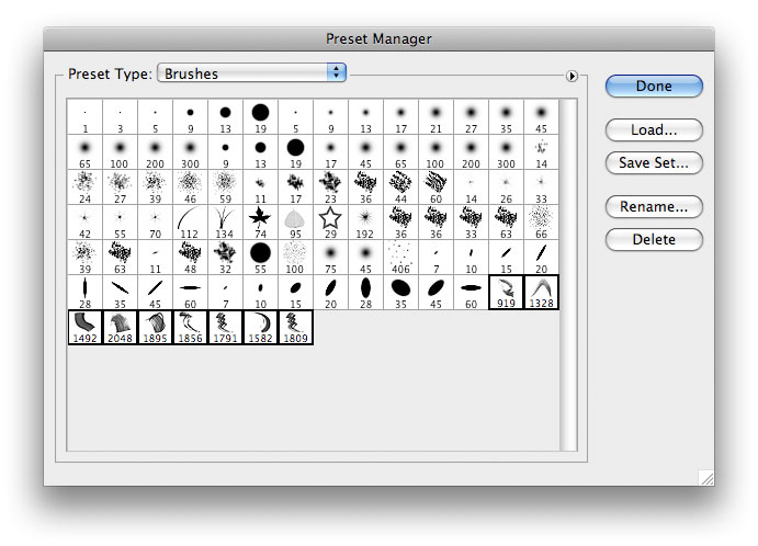 Brush preset manager